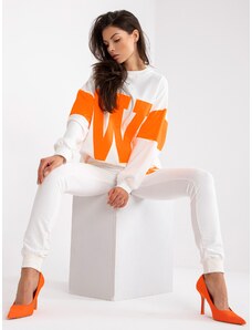 Fashionhunters Set of cotton sweatshirts in white and orange