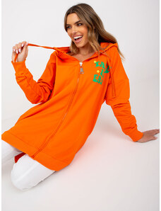 Fashionhunters Long orange and green cotton sweatshirt with zipper