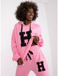 Fashionhunters Light pink cotton sweatshirt with pockets from Natela