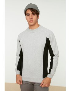 Trendyol Men's Gray Regular/Real Fit Long Sleeve Crew Neck Paneled Sweatshirt
