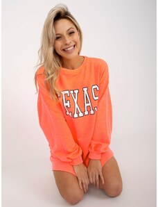 Fashionhunters Fluo Orange Long Oversize Sweatshirt with Print