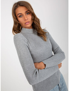 Fashionhunters Gray knitted sweater with turtleneck