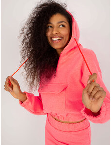 Fashionhunters Fluo pink basic tracksuit with short sweatshirt Emilie