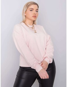 Fashionhunters Light pink plain sweatshirt plus sizes