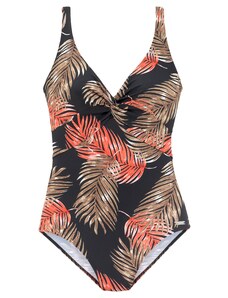 LASCANA Jednodijelni kupaći kostim smeđa / neonsko narančasta / crna / bijela