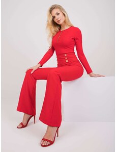 Fashionhunters Crvene elegantne hlače s naborima Salerno