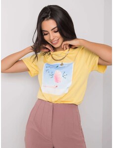 Fashionhunters Yellow T-shirt with print