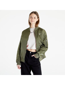 Nike Sportswear Women's Varsity Bomber Jacket Medium Olive/ Safety Orange/ White