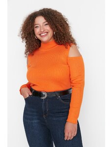Trendyol krivulja narančasta ramena detaljna pletenina džemper
