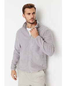 Trendyol Gray Regular/Normal Fit Zipper Detail Warm Thick Fleece Sweatshirt