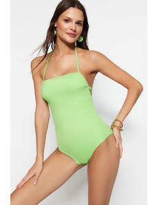 Trendyol zeleni kvadratni ovratnik, nisko rezani redoviti kupaći kostim za noge