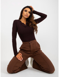 Fashionhunters Brown flowing sweatpants with high waist