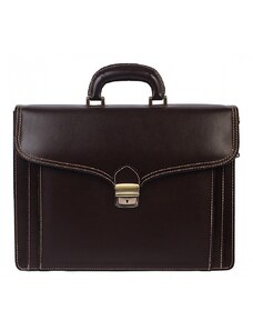Luksuzna Talijanska torba od prave kože VERA ITALY "Antoan", boja tamnosmeđa, 29.5x39.5cm