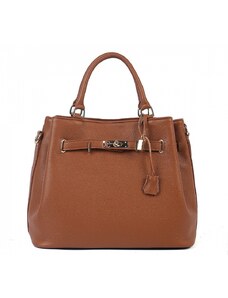 Luksuzna Talijanska torba od prave kože VERA ITALY "Zeffa", boja konjak, 29x40cm