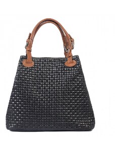 Luksuzna Talijanska torba od prave kože VERA ITALY "Prida", boja crna, 28,5x30cm