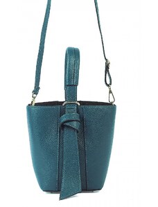 Luksuzna Talijanska torba od prave kože VERA ITALY "Vesha", boja tirkiz, 20x21cm