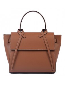 Luksuzna Talijanska torba od prave kože VERA ITALY "Lubova", boja konjak, 23x30cm