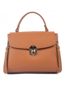 Luksuzna Talijanska torba od prave kože VERA ITALY "Ashira", boja konjak, 18x24cm