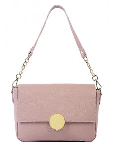 Luksuzna Talijanska torba od prave kože VERA ITALY "Guha", boja puderasto ružičasta, 18x25cm