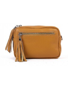 Luksuzna Talijanska torba od prave kože VERA ITALY "Kailina", boja senf, 15x19cm