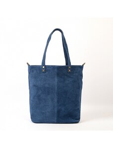 Luksuzna Talijanska torba od prave kože VERA ITALY "Vlorina", boja boja traperica, 34x37cm