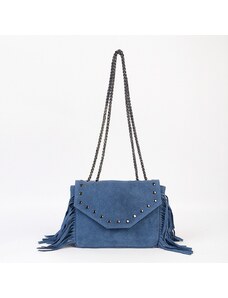 Luksuzna Talijanska torba od prave kože VERA ITALY "Roistera", boja boja traperica, 16x22cm