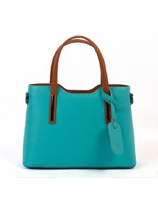 Luksuzna Talijanska torba od prave kože VERA ITALY "Pedar", boja tirkiz, 22x30cm