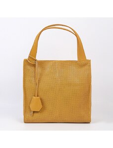 Luksuzna Talijanska torba od prave kože VERA ITALY "Tibila", boja senf, 32x34cm