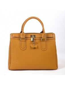 Luksuzna Talijanska torba od prave kože VERA ITALY "Cepta", boja senf, 28x35cm