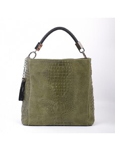 Luksuzna Talijanska torba od prave kože VERA ITALY "Taniza", boja metvica, 35x45cm