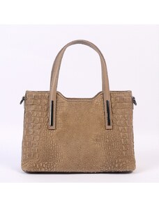 Luksuzna Talijanska torba od prave kože VERA ITALY "Neija", boja taupe, 22x30cm