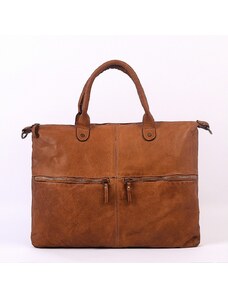 Luksuzna Talijanska torba od prave kože VERA ITALY "Epata", boja konjak, 37x47cm