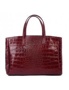 Luksuzna Talijanska torba od prave kože VERA ITALY "Pedana", boja tamno crveno, 27x36cm