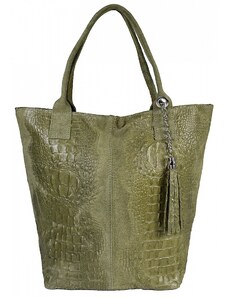 Luksuzna Talijanska torba od prave kože VERA ITALY "Benza", boja tamno zeleno, 34x42cm