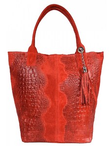 Luksuzna Talijanska torba od prave kože VERA ITALY "Grafiaza", boja crvena, 34x42cm