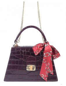 Luksuzna Talijanska torba od prave kože VERA ITALY "Hadari", boja tamnocrvena, 18x24cm