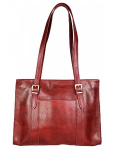 Luksuzna Talijanska torba od prave kože VERA ITALY "Lutana", boja crvena, 27x36cm
