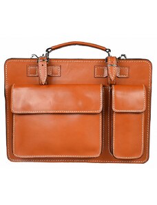 Luksuzna Talijanska torba od prave kože VERA ITALY "Roristo", boja konjak, 27x35cm