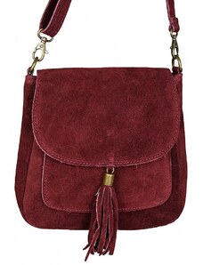 Luksuzna Talijanska torba od prave kože VERA ITALY "Oslo", boja tamnocrvena, 20x21cm