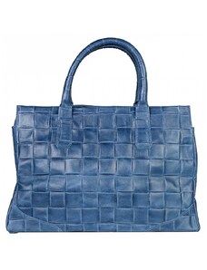 Luksuzna Talijanska torba od prave kože VERA ITALY "Ermana", boja boja traperica, 28x39cm