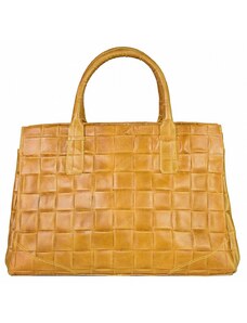 Luksuzna Talijanska torba od prave kože VERA ITALY "Francha", boja senf, 28x39cm