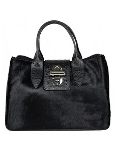 Luksuzna Talijanska torba od prave kože VERA ITALY "Stermona", boja crna, 23x33cm