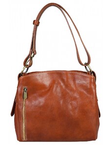 Luksuzna Talijanska torba od prave kože VERA ITALY "Trazela", boja konjak, 29x30cm