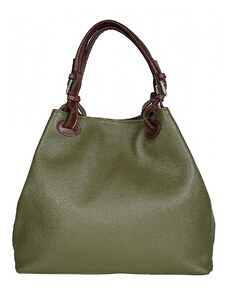 Luksuzna Talijanska torba od prave kože VERA ITALY "Zefinera", boja tamno zeleno, 28x34cm
