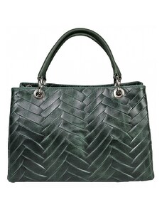 Luksuzna Talijanska torba od prave kože VERA ITALY "Aranza", boja tamno zeleno, 24x33cm