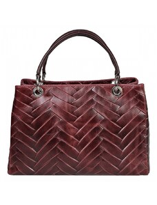 Luksuzna Talijanska torba od prave kože VERA ITALY "Bernadeta", boja tamnocrvena, 24x33cm