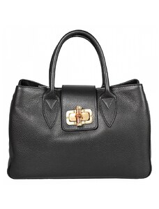 Luksuzna Talijanska torba od prave kože VERA ITALY "Paralia", boja crna, 23x33cm
