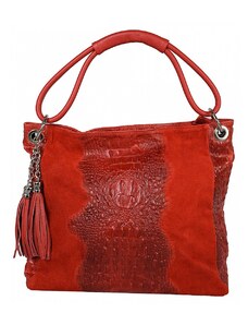 Luksuzna Talijanska torba od prave kože VERA ITALY "Bupa", boja crvena, 33x41cm