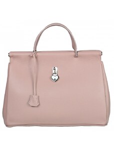 Luksuzna Talijanska torba od prave kože VERA ITALY "Rianela", boja puderasto ružičasta, 30x35cm