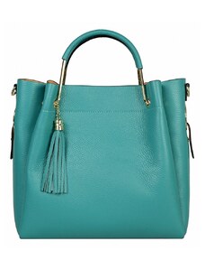 Luksuzna Talijanska torba od prave kože VERA ITALY "Kelvina", boja tirkiz, 31x32cm